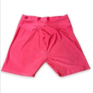 Neon Pink Nylon Biker shorts